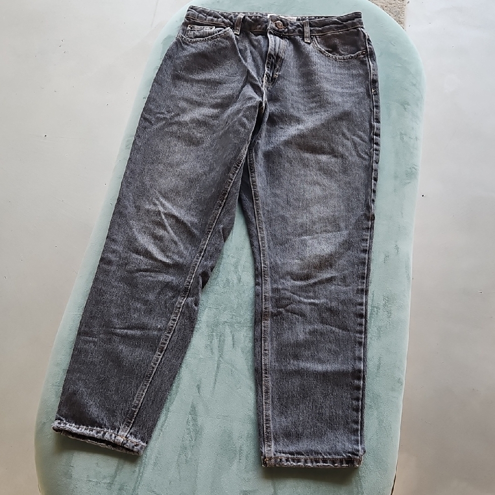 Topshop Charcoal Denim Mom Jeans